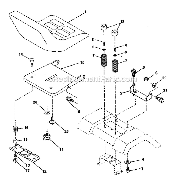 Seat Assembly Diagram and Parts List for 917272121  Craftsman Lawn Tractor