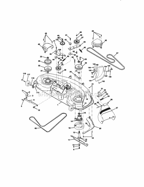 Page J Diagram and Parts List for 917272130  Craftsman Lawn Tractor
