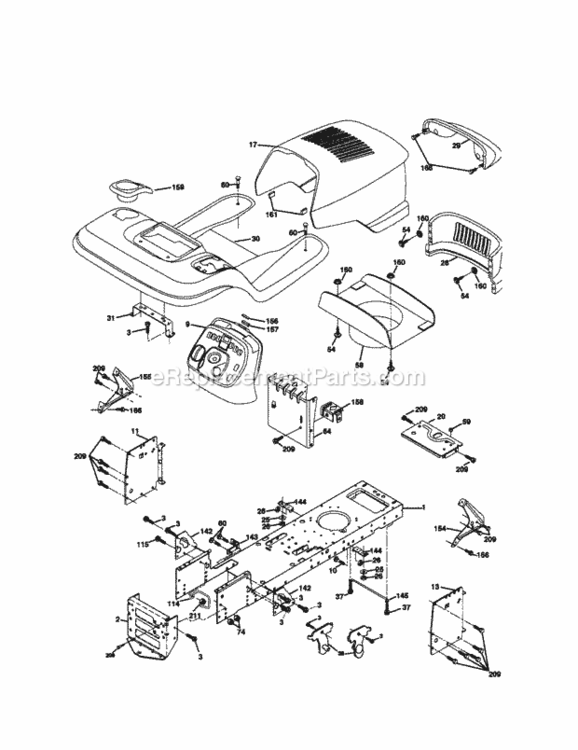Page B Diagram and Parts List for 917272150  Craftsman Lawn Tractor