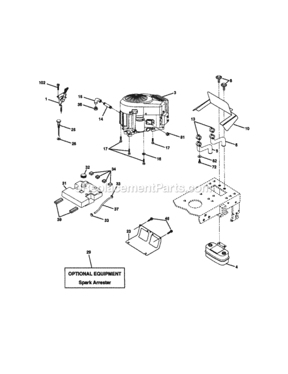 Page E Diagram and Parts List for 917272201  Craftsman Lawn Tractor