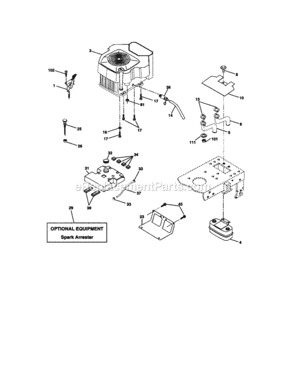 Page E Diagram and Parts List for 917272233  Craftsman Lawn Tractor