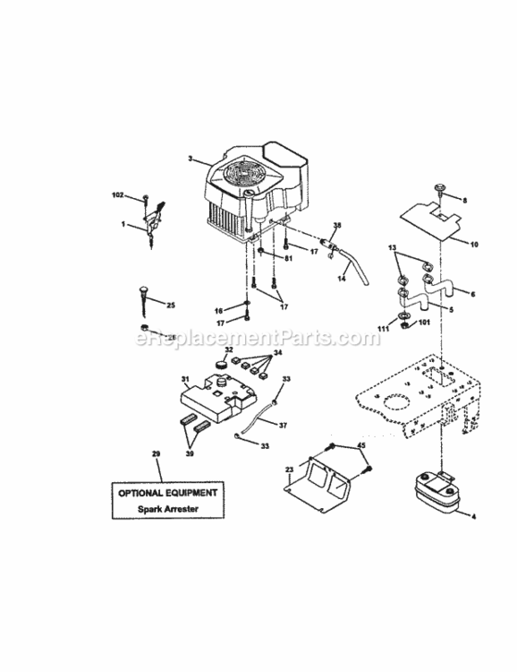 Page E Diagram and Parts List for 917272240  Craftsman Lawn Tractor