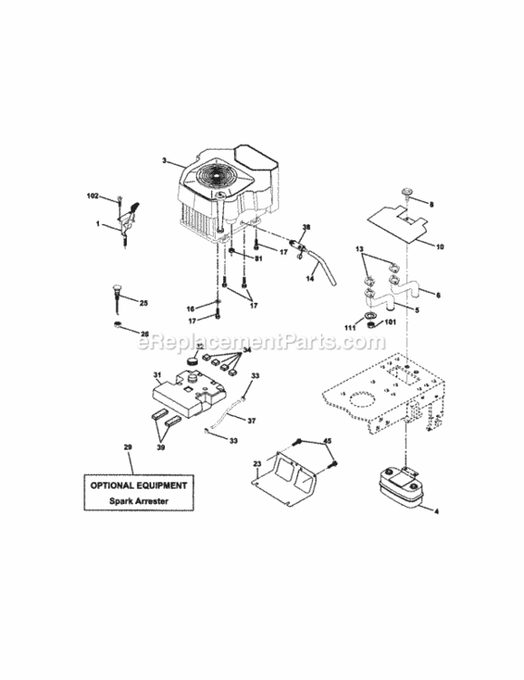 Page E Diagram and Parts List for 917272241  Craftsman Lawn Tractor
