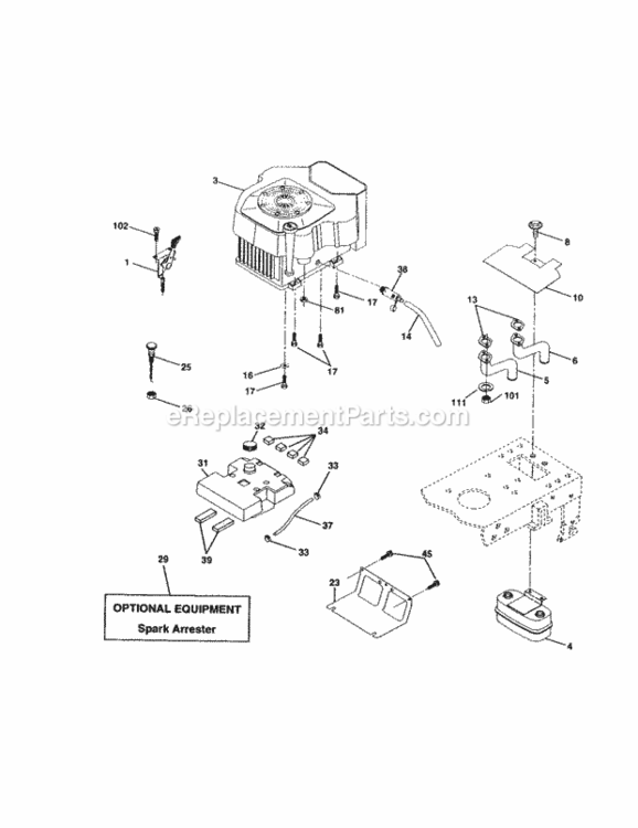 Page E Diagram and Parts List for 917272245  Craftsman Lawn Tractor