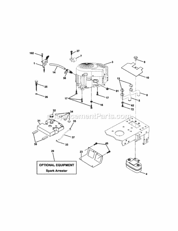 Page E Diagram and Parts List for 917272260  Craftsman Lawn Tractor