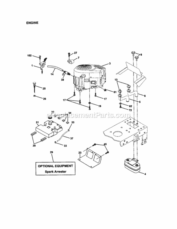 Page E Diagram and Parts List for 917272261  Craftsman Lawn Tractor