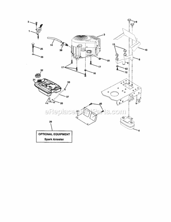 Page E Diagram and Parts List for 917272282  Craftsman Lawn Tractor
