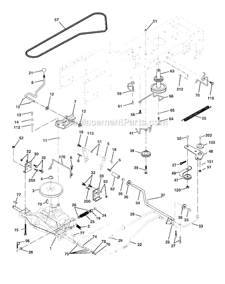 Ground Drive Diagram and Parts List for 917272350  Craftsman Lawn Tractor