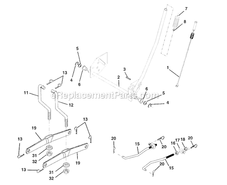 Lift Assembly Diagram and Parts List for 917272350  Craftsman Lawn Tractor