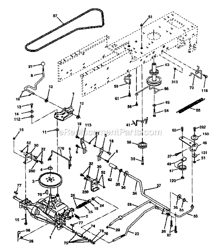 Ground Drive Diagram and Parts List for 917272352  Craftsman Lawn Tractor