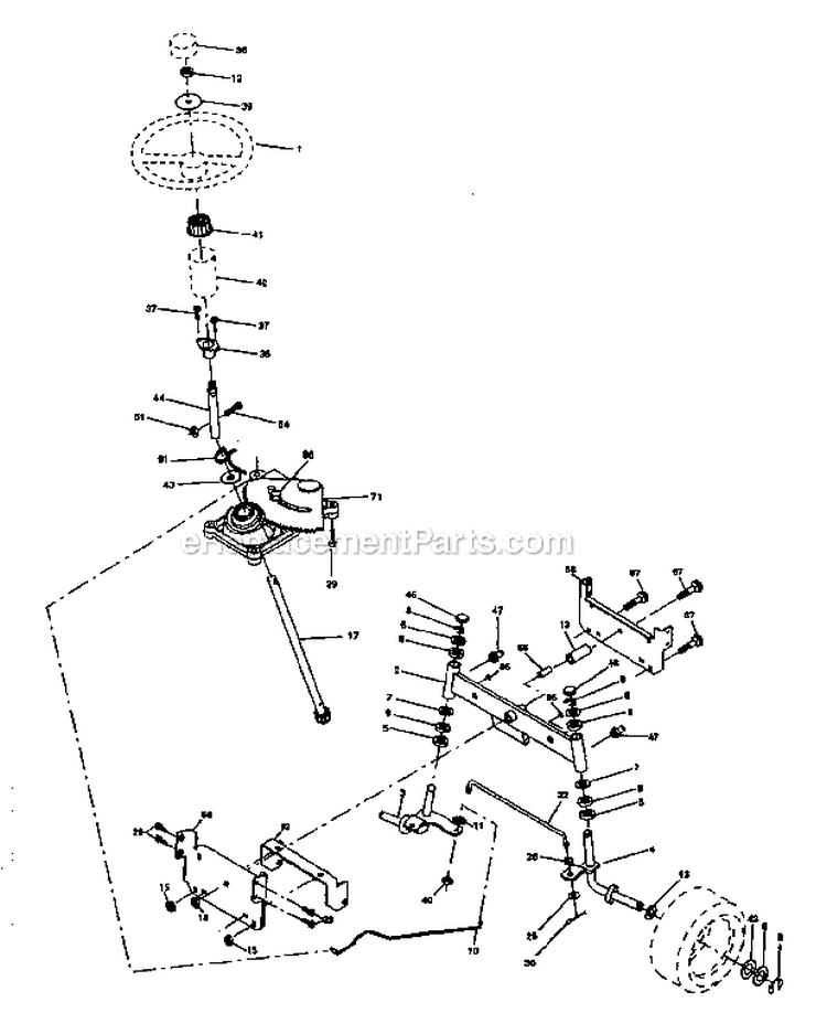 Steering Diagram and Parts List for 917272352  Craftsman Lawn Tractor