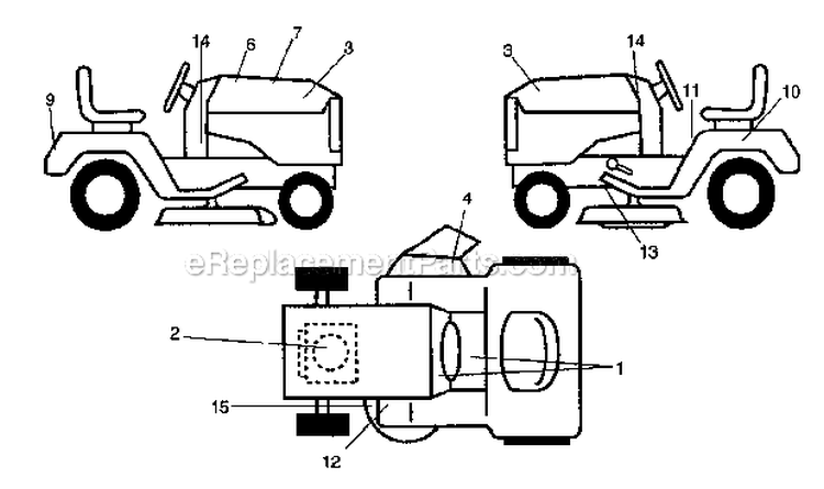 Decals Diagram and Parts List for 917272352  Craftsman Lawn Tractor
