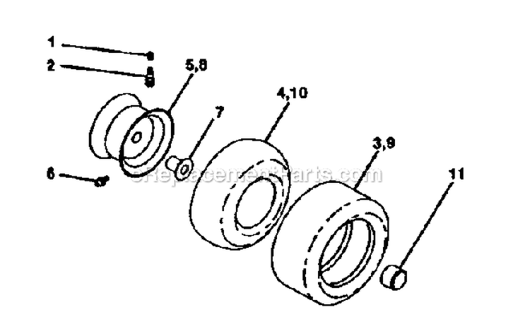 Wheels And Tires Diagram and Parts List for 917272352  Craftsman Lawn Tractor