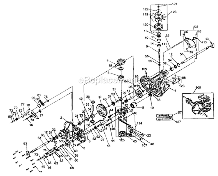 Hydro Gear Transaxle Diagram and Parts List for 917272420  Craftsman Lawn Tractor