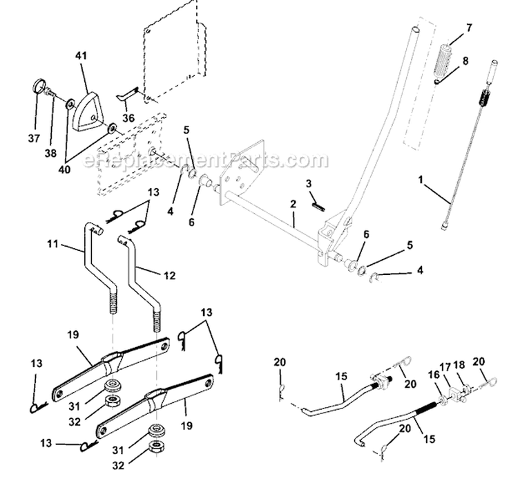 Lift Assembly Diagram and Parts List for 917272420  Craftsman Lawn Tractor