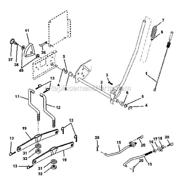 Lift_Assembly Diagram and Parts List for 917272442  Craftsman Lawn Mower