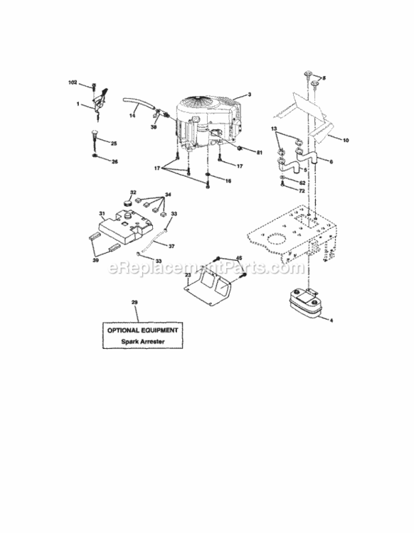 Page E Diagram and Parts List for 917272450  Craftsman Lawn Tractor