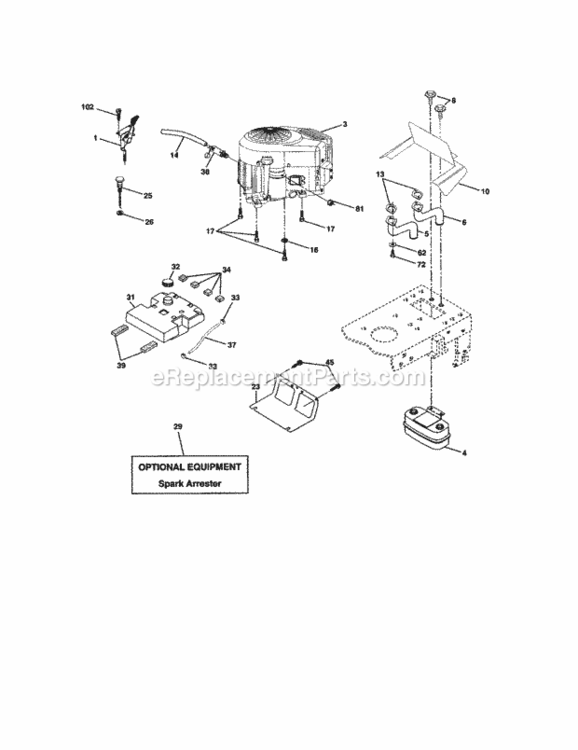 Page E Diagram and Parts List for 917272453  Craftsman Lawn Tractor