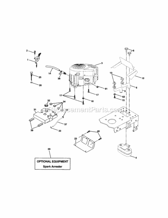 Page E Diagram and Parts List for 917272461  Craftsman Lawn Tractor