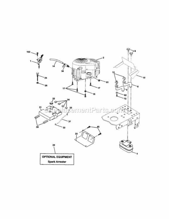 Page E Diagram and Parts List for 917272464  Craftsman Lawn Tractor