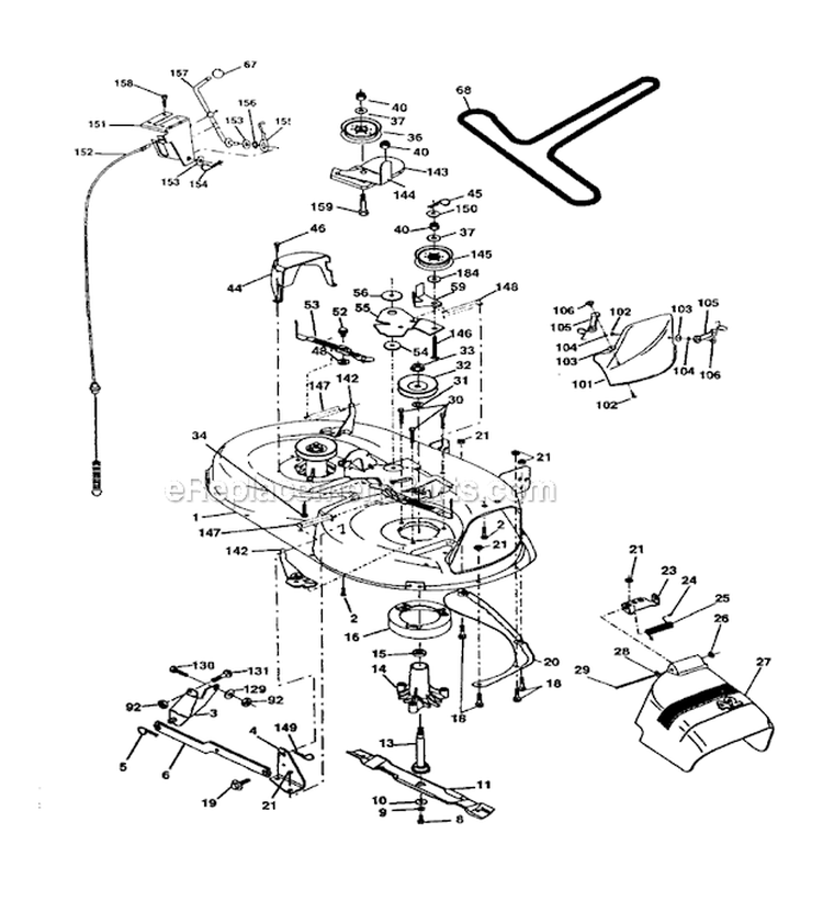 Mower Deck Diagram and Parts List for 917272673  Craftsman Lawn Tractor