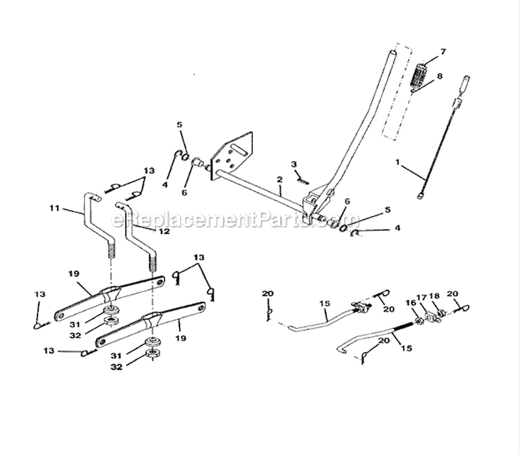 Lift Assembly Diagram and Parts List for 917272673  Craftsman Lawn Tractor