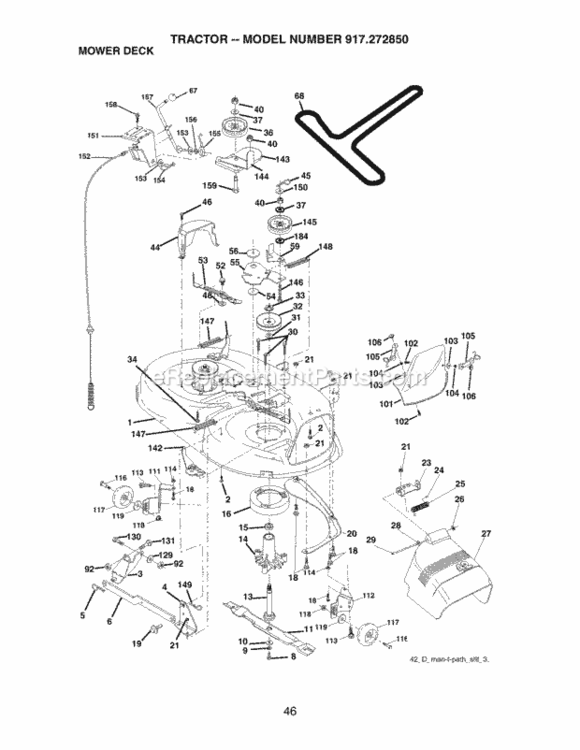 Page J Diagram and Parts List for 917272850  Craftsman Lawn Tractor