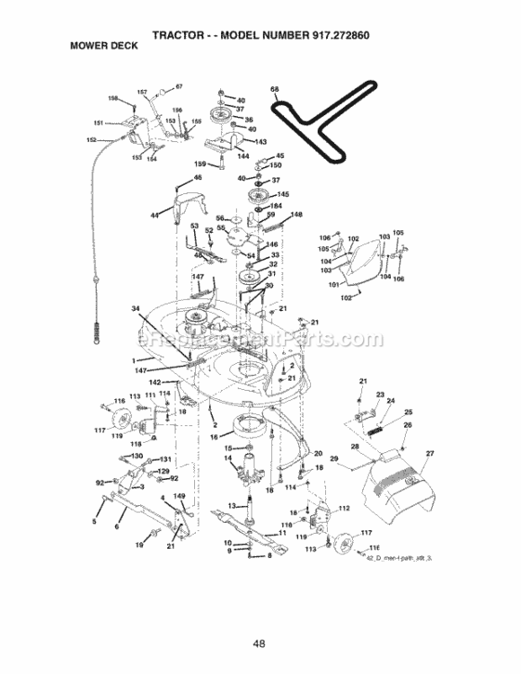 Page J Diagram and Parts List for 917272860  Craftsman Lawn Tractor