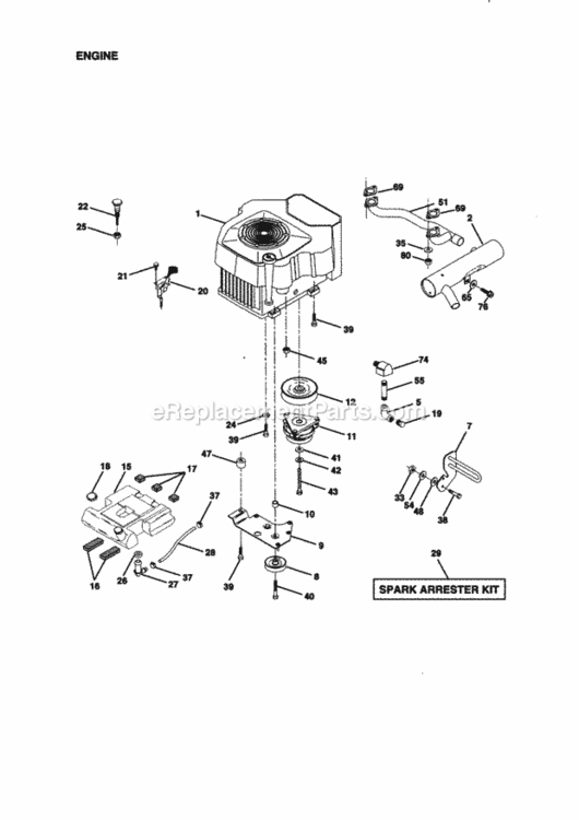 Page E Diagram and Parts List for 917273012  Craftsman Lawn Tractor