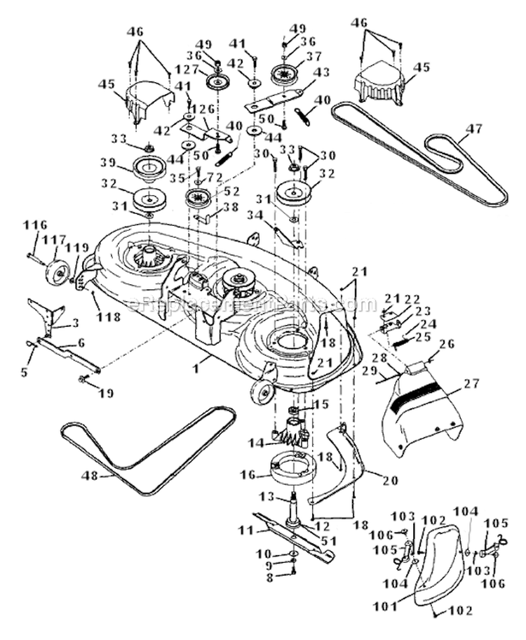 Mower_Deck Diagram and Parts List for 917273021  Craftsman Lawn Tractor