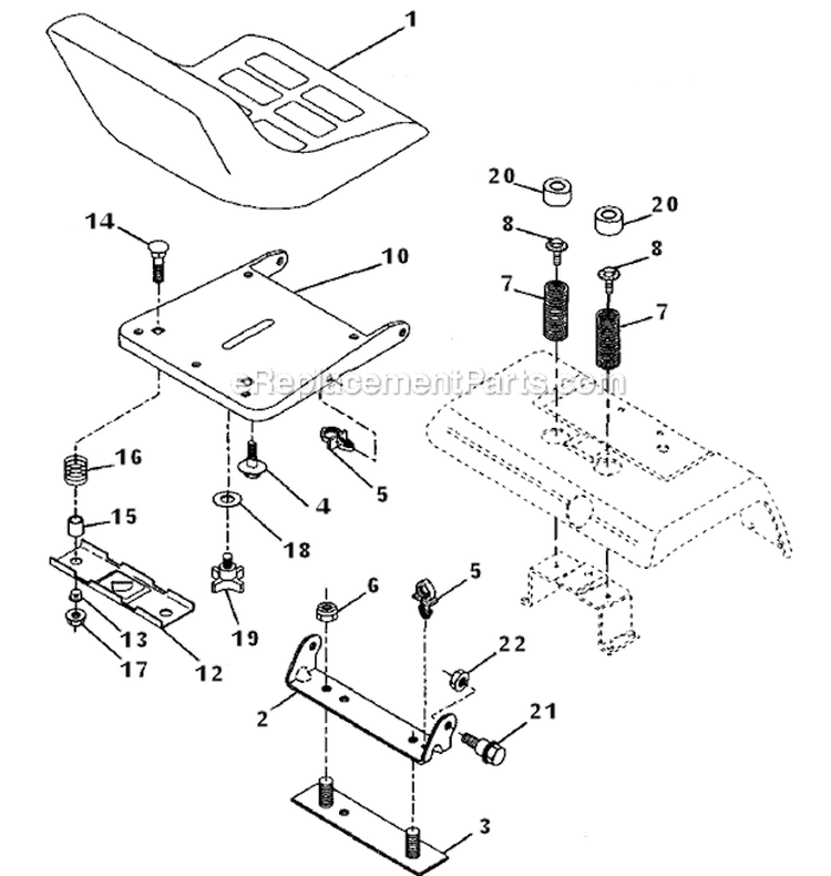 Seat_Assembly Diagram and Parts List for 917273021  Craftsman Lawn Tractor