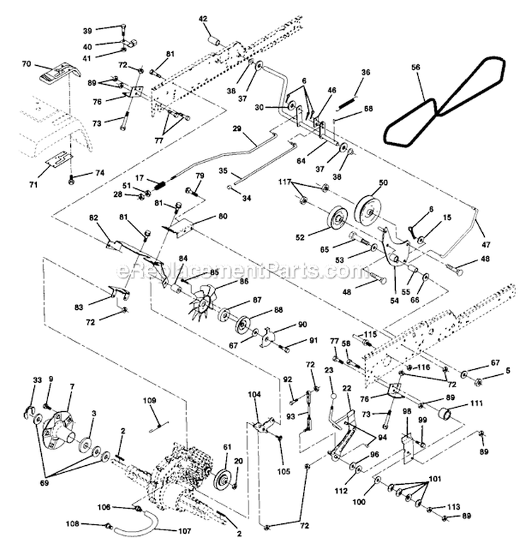 Ground Drive Diagram and Parts List for 917273023  Craftsman Lawn Tractor