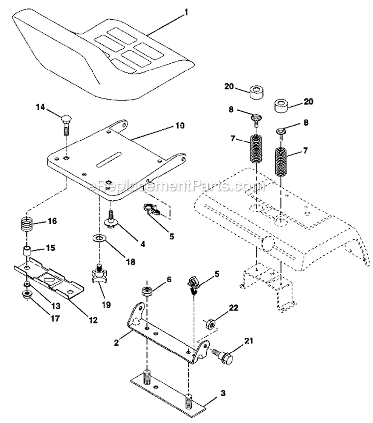 Seat Assembly Diagram and Parts List for 917273031  Craftsman Lawn Tractor