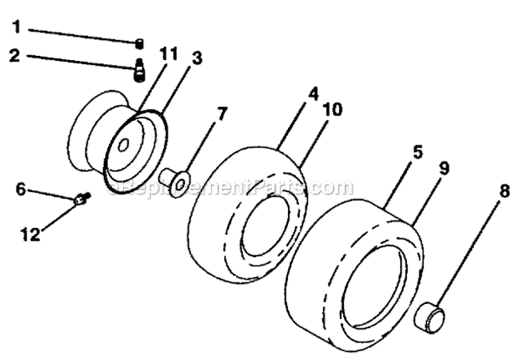 Wheels And Tires Diagram and Parts List for 917273031  Craftsman Lawn Tractor