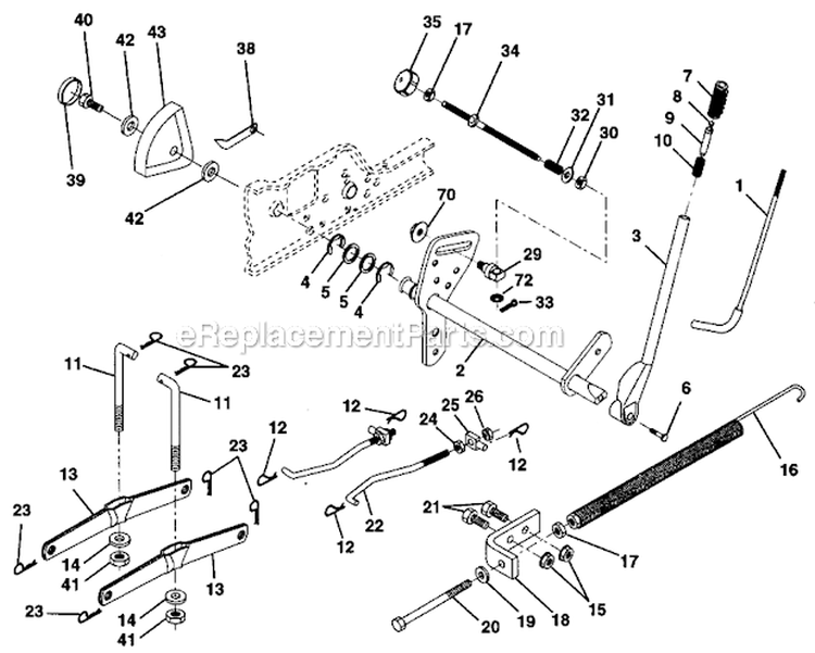 Lift Assembly Diagram and Parts List for 917273031  Craftsman Lawn Tractor