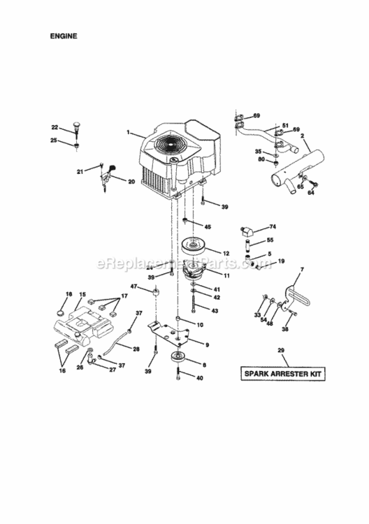 Page E Diagram and Parts List for 917273061  Craftsman Lawn Tractor