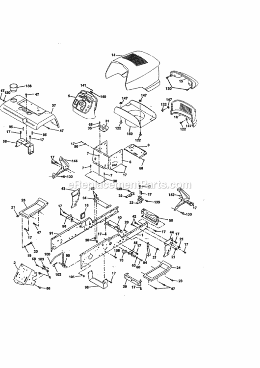 Page B Diagram and Parts List for 917273121  Craftsman Lawn Tractor