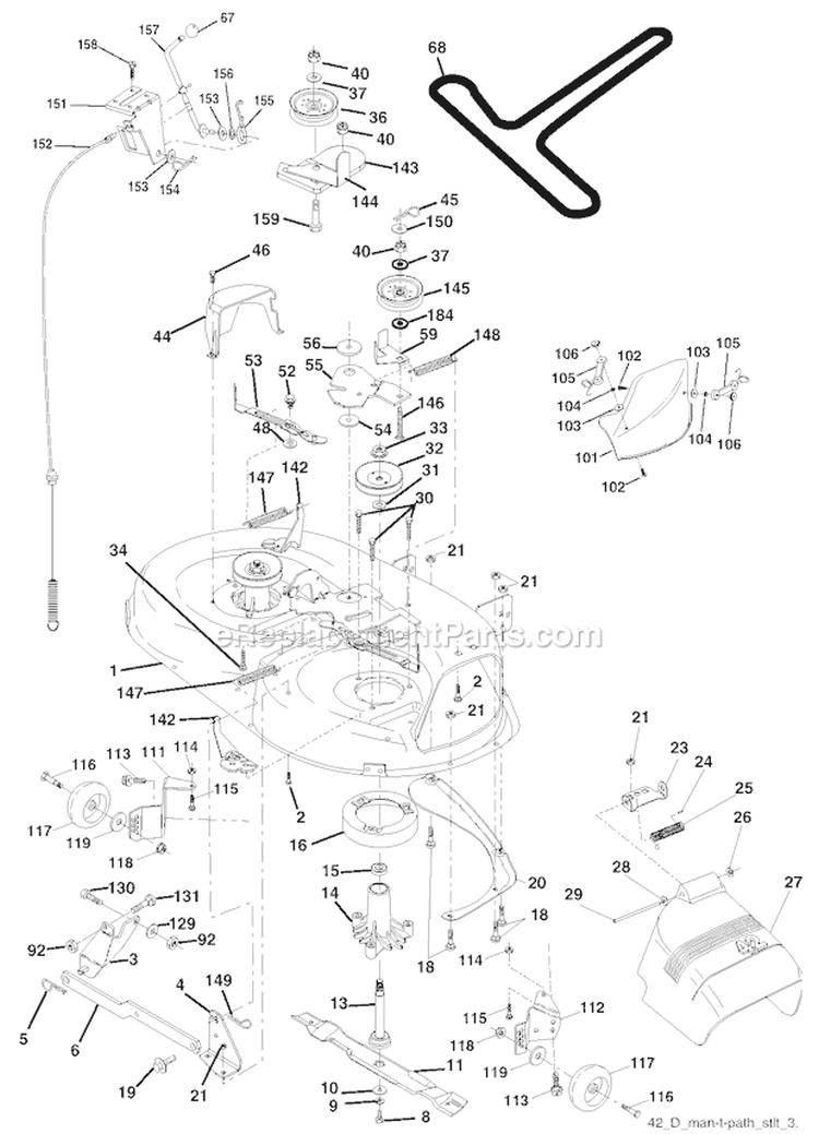 Mower Deck Diagram and Parts List for 917273140  Craftsman Lawn Tractor
