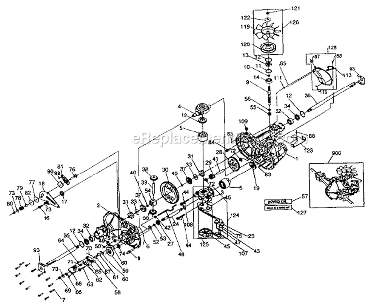 Hydro Gear Transaxle Diagram and Parts List for 917273140  Craftsman Lawn Tractor