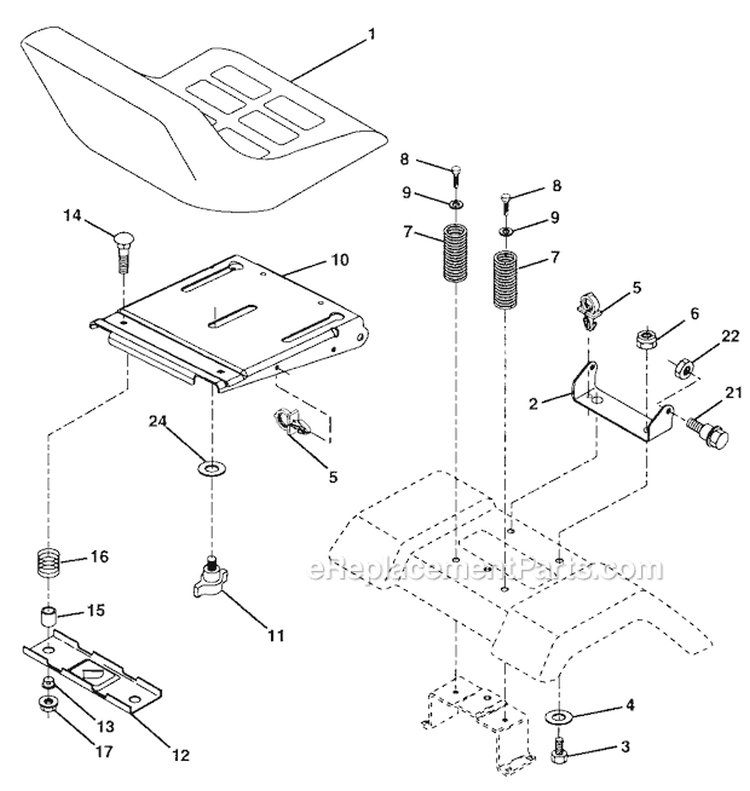 Seat Assembly Diagram and Parts List for 917273140  Craftsman Lawn Tractor
