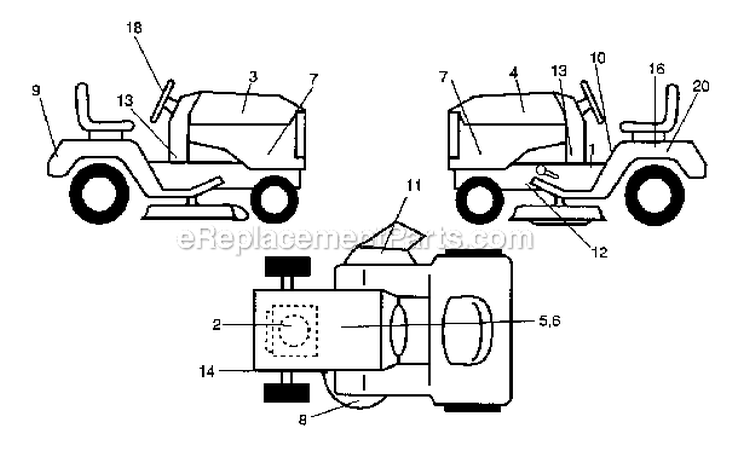 Decals Diagram and Parts List for 917273180  Craftsman Lawn Tractor