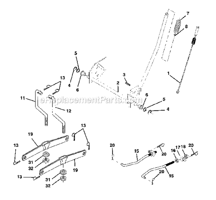 Lift_Assembly Diagram and Parts List for 917273180  Craftsman Lawn Tractor