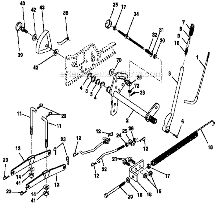 Lift Assembly Diagram and Parts List for 917273220  Craftsman Lawn Tractor