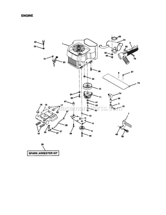 Page E Diagram and Parts List for 917273323  Craftsman Lawn Tractor