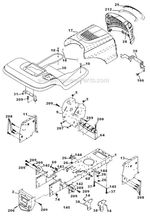 Chassis_And_Enclosures Diagram and Parts List for 917273370  Craftsman Lawn Tractor