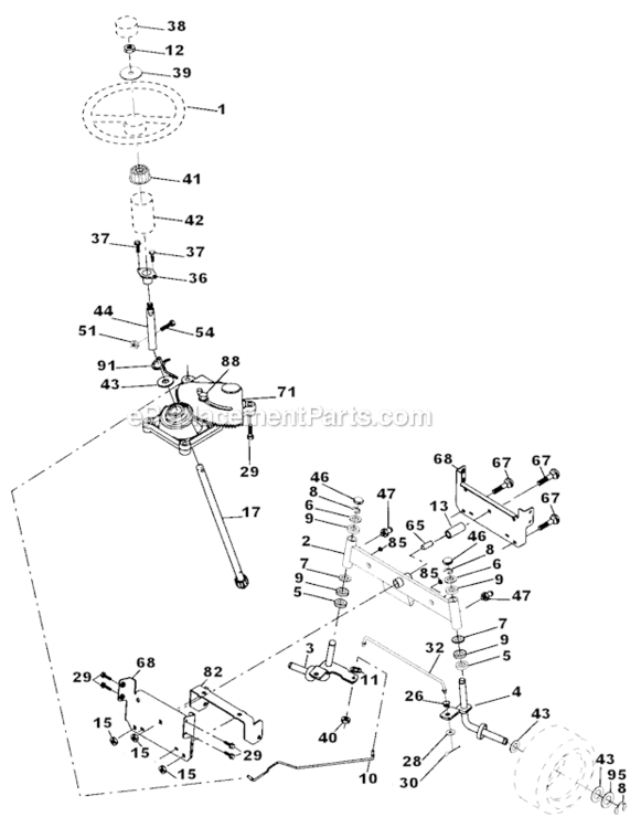 Steering_Assembly Diagram and Parts List for 917273370  Craftsman Lawn Tractor