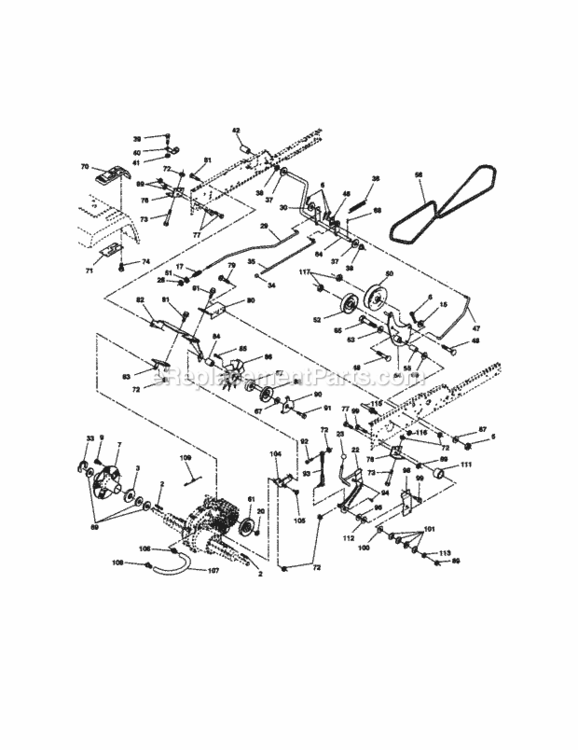 Page E Diagram and Parts List for 9172734401  Craftsman Lawn Tractor