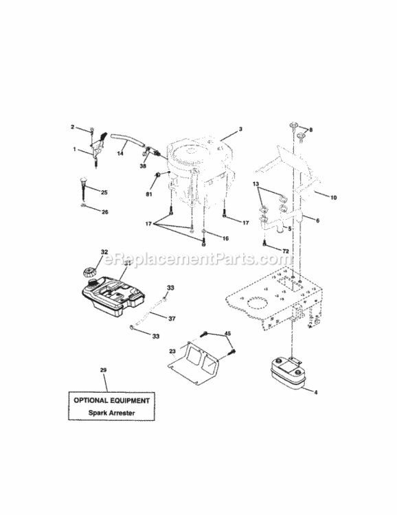 Page E Diagram and Parts List for 917273450  Craftsman Lawn Tractor