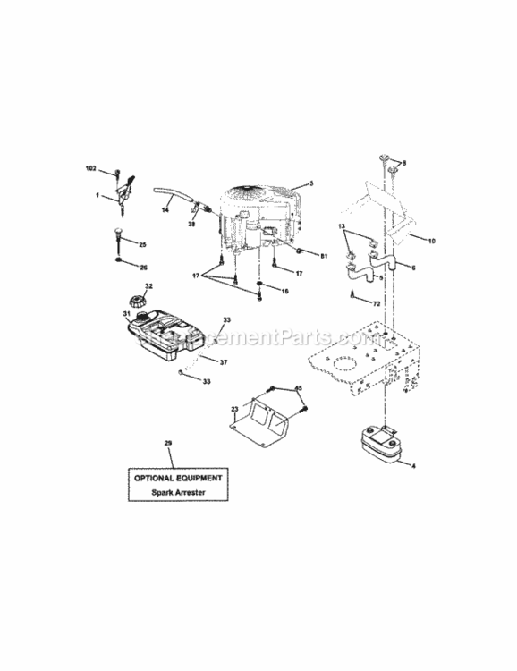 Page E Diagram and Parts List for 917273451  Craftsman Lawn Tractor
