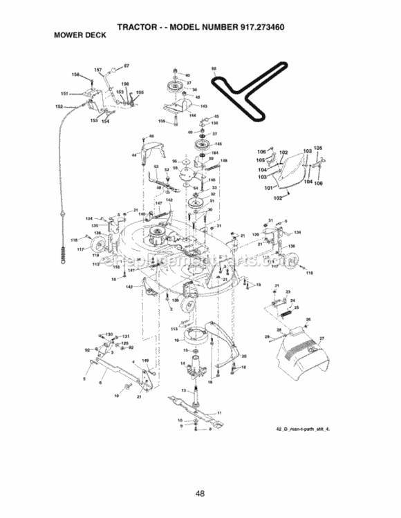 Page J Diagram and Parts List for 917273460  Craftsman Lawn Tractor